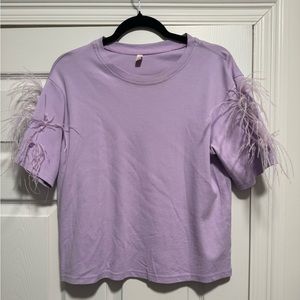 La’Ros Purple Feather Sleeve Top - Medium